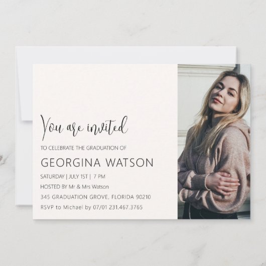 Modern Cream 5 Photo Afstuderen Aankondiging (Achterkant)