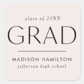 Modern Cream-Afstuderen Vierkante Sticker (Voorkant)