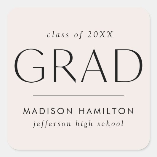 Modern Cream-Afstuderen Vierkante Sticker (Voorkant)