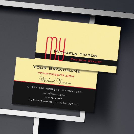 Modern Cream and Black met Monogram Professional Visitekaartje