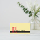 Modern Cream and Black met Monogram Professional Visitekaartje (Staand voorkant)