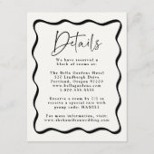 Modern Cream and Black Wavy Lijst bruiloft details Informatiekaartje (Voorkant)