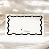 Modern Cream and Black Wavy Lijst Bruiloft Plaatskaartje