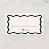 Modern Cream and Black Wavy Lijst Bruiloft Plaatskaartje (Voorkant)
