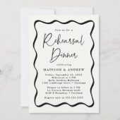 Modern Cream and Black Wavy Lijst repetitie diner Kaart (Voorkant)