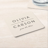 Modern Cream and Black Wedding Monogram Kartonnen Onderzetters (Schuin)