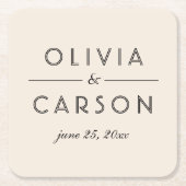 Modern Cream and Black Wedding Monogram Kartonnen Onderzetters (Voorkant)