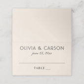 Modern Cream and Black Wedding Monogram Plaatskaartje (Buitenkant ongevouwen)