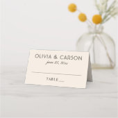 Modern Cream and Black Wedding Monogram Plaatskaartje (Voorkant)