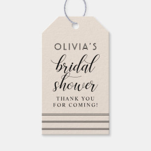 Modern Cream and Black Wedding Vrijgezellenfeest Cadeaulabel