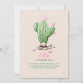 Modern Cream Beige Cactus Birthday Party Kaart (Voorkant)