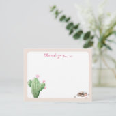 Modern Cream Beige Cactus Hartelijk dank Bedankkaart (Staand voorkant)