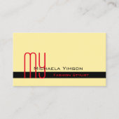 Modern Cream Black met monogram en foto's Klassiek Visitekaartje (Voorkant)