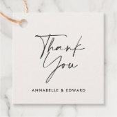 Modern cream black minimal contemporary wedding bedankjes labels (Voorkant)