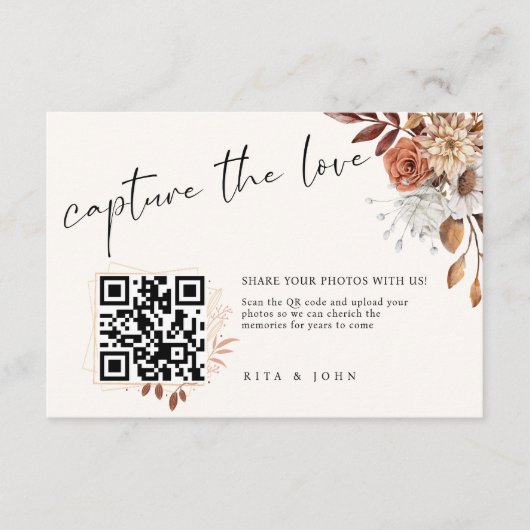 Modern Cream Boho Capture The Love QR-code Informatiekaartje (Voorkant)