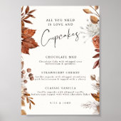 Modern Cream Boho Cupcake Menu Trouwbord Poster (Voorkant)