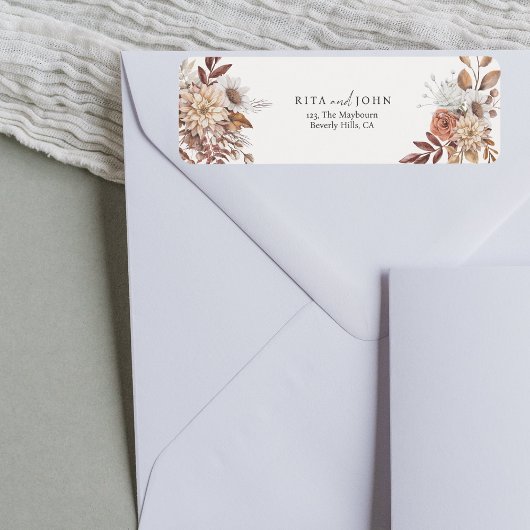 Modern Cream Boho Kleurrijk Retour Adres Etiket