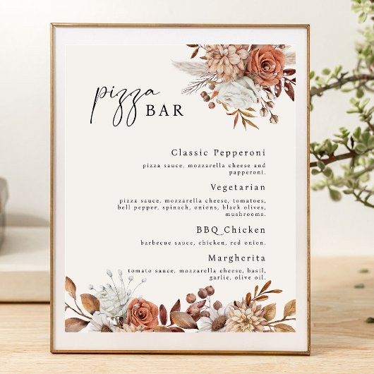 Modern Cream Boho Pizza Bar Teken Reclamebord Met Voetstuk