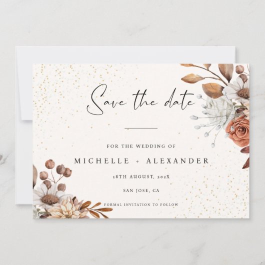 Modern Cream Boho Wedding Save The Date Kaart (Voorkant)