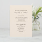 Modern Cream Brown Wedding Programme Programmakaart (Staand voorkant)