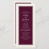 Modern Cream Burgundy Wedding Programme Programmakaart (Voorkant / Achterkant)