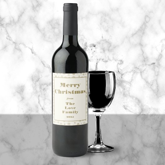 Modern Cream Corporate Merry Christmas Wijnlabel Wijn Etiket