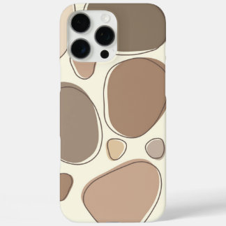 Modern Cream en Brown Abstract Stones iPhone 16 Pro Max Hoesje