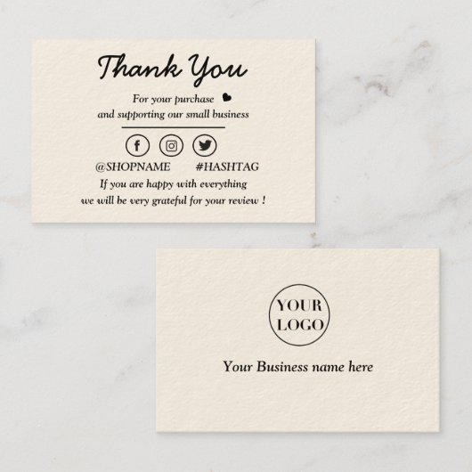 Modern Cream en goud Visitekaartje (Voorkant / Achterkant)