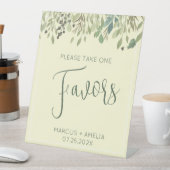 Modern Cream & Eucalyptus Weddenschappen Reclamebord Met Voetstuk (Insitu)