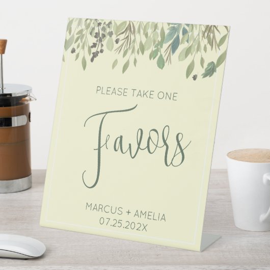 Modern Cream & Eucalyptus Weddenschappen Reclamebord Met Voetstuk (Insitu)