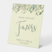 Modern Cream & Eucalyptus Weddenschappen Reclamebord Met Voetstuk (Voorkant)