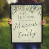 Modern Cream & Eucalyptus Weduwschap Welkom Poster