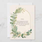 Modern Cream Gold Greenery Botanical Wedding Kaart (Achterkant)