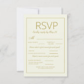 Modern Cream Gold Wedding RSVP Vertical Meal (Voorkant)