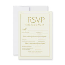 Modern Cream Gold Wedding RSVP Vertical Meal