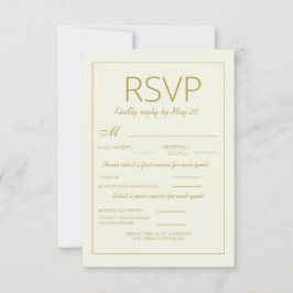 Modern Cream Gold Wedding RSVP Vertical Meal