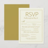 Modern Cream Gold Wedding RSVP Vertical Meal Kaartje (Voorkant / Achterkant)