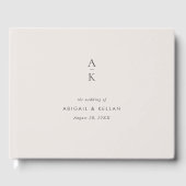 Modern Cream Grey Monogram Mix Match Bruiloft Gastenboek (Voorkant)