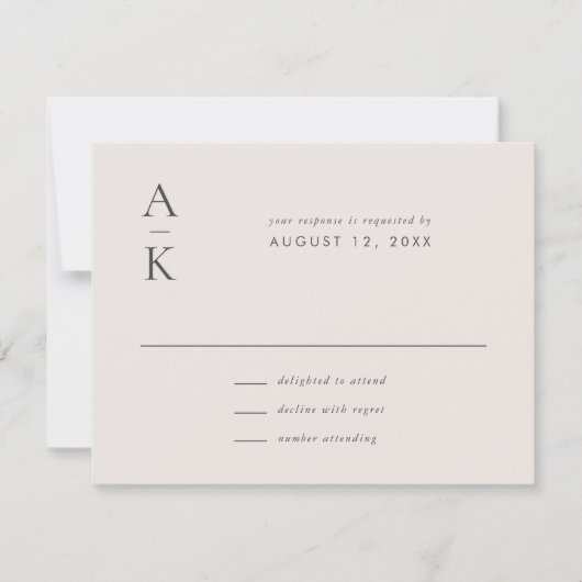 Modern Cream Grey Monogram Mix Match Bruiloft RSVP Kaartje (Voorkant)