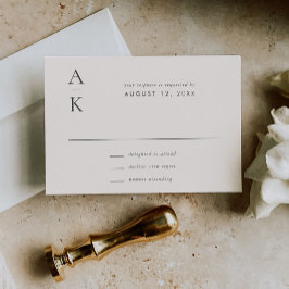 Modern Cream Grey Monogram Mix Match Bruiloft RSVP Kaartje