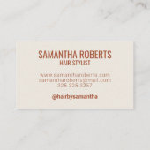 Modern cream hair stylist typography visitekaartje (Achterkant)