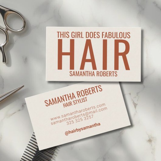 Modern cream hair stylist typography visitekaartje