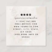 Modern Cream Marble Funny Cool Pizza Tattoo Artist Vierkante Visitekaartje (Achterkant)