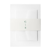 Modern Cream met Emerald Green Initialen Wedding Uitnodigingen Wikkel (Voorkant Voorbeeld)