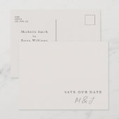 Modern Cream Monogram Save the Date Briefkaart (Voorkant / Achterkant)