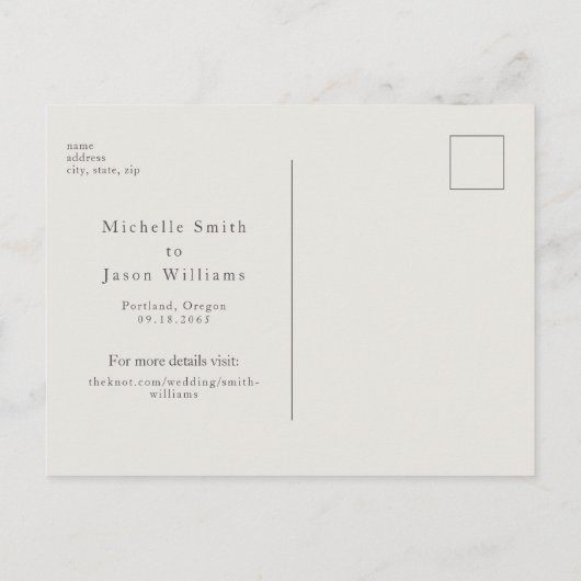 Modern Cream Monogram Save the Date Briefkaart (Achterkant)