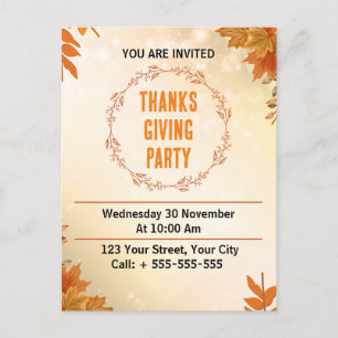 Modern Cream Thanksgiving Party Briefkaart