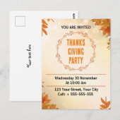 Modern Cream Thanksgiving Party Briefkaart (Voorkant / Achterkant)
