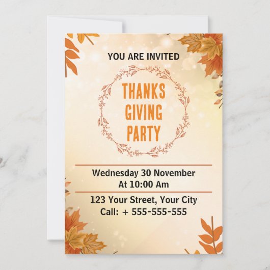 Modern Cream Thanksgiving Party Kaart (Voorkant)