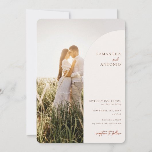 Modern Cream Wedding Invitation Kaart (Voorkant)